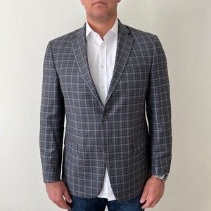 Hart Schaffner Marx Grey Check Sport Coat 44R
